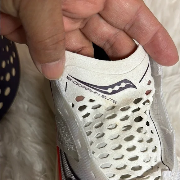 Saucony White and Orange Athletic Shoes with PWRRUN Cushioning - Picture 7 of 8